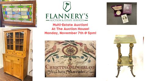 com Preview is on Sunday 12pm-3pm and on Monday 12pm til sale time. . Flannerys auction